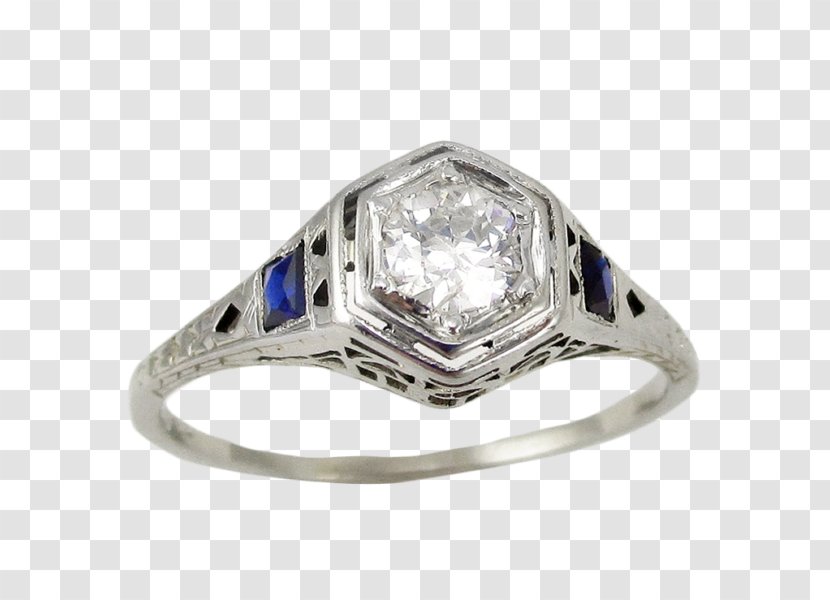 Sapphire Ring Silver Art Deco Jewellery Transparent PNG