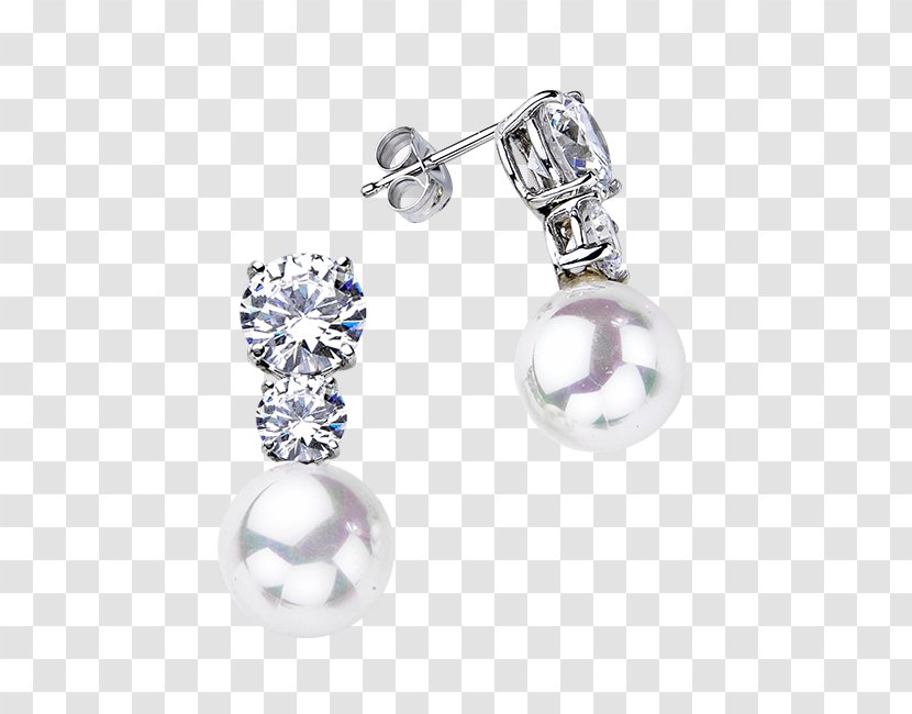 Pearl Earring Carat Cubic Zirconia Jewellery - Earrings Transparent PNG