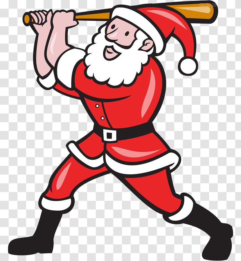 Santa Claus Baseball Batting Illustration - Christmas - Playing Transparent PNG