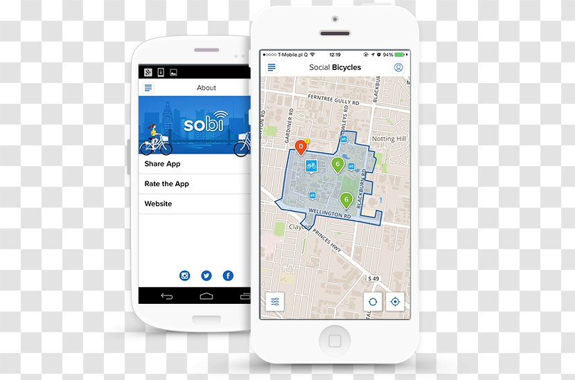Smartphone Bicycle Sharing System Jump Bikes - Portable Communications Device Transparent PNG