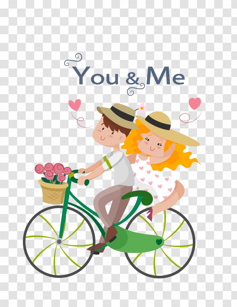 Couple Bicycle Love Illustration - Vector Color Cycling Transparent PNG