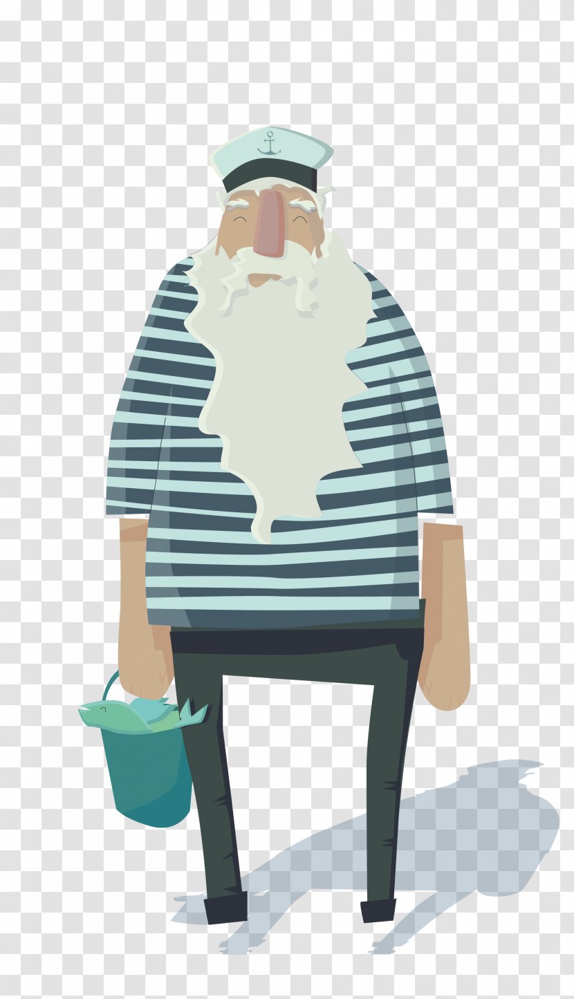 Sailor Drawing Cartoon Illustration - Vector Color Cute Big Beard Grandfather Transparent PNG