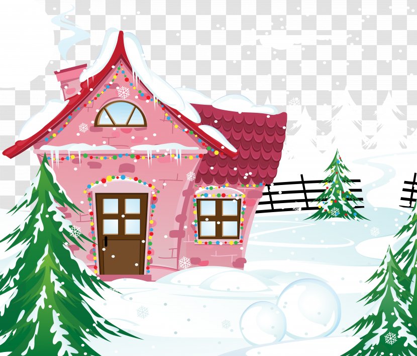 House Cartoon Stock Photography Illustration - Christmas Decoration - Ice And Snow World Cabin Transparent PNG