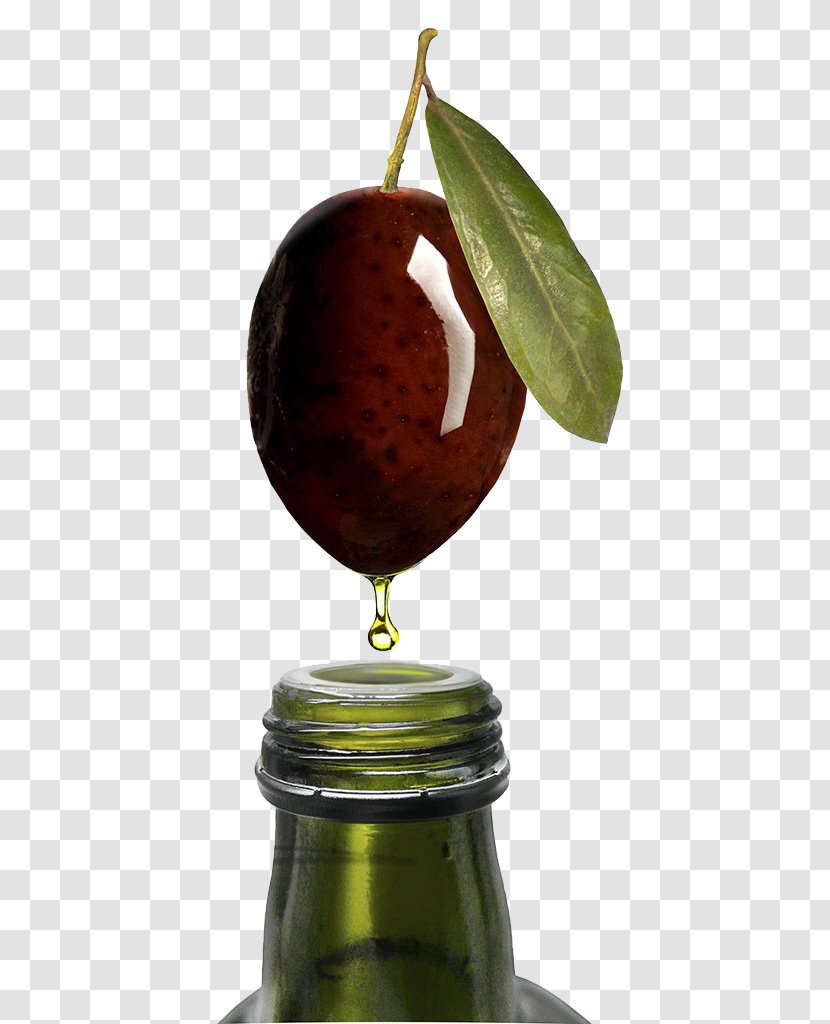 Extra Virgin Olive Oil Bottle - Bottleneck - Drops Transparent PNG