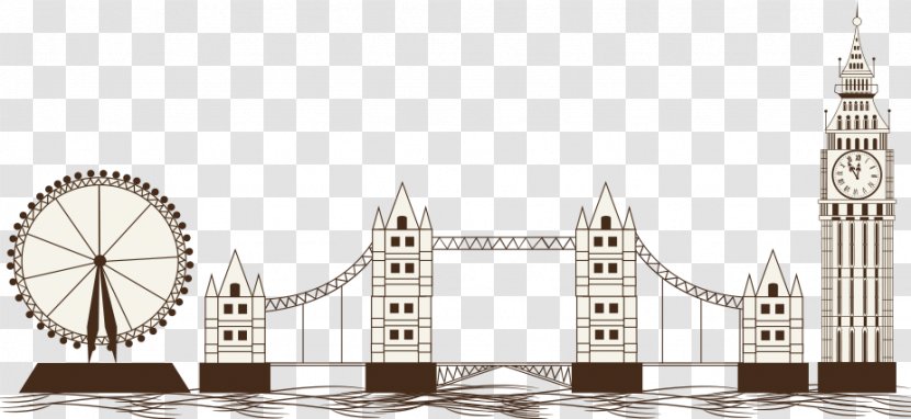 Big Ben Euclidean Vector Drawing Illustration - Structure - And The Tower Bridge Transparent PNG