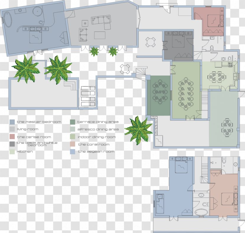 Mykonos Floor Plan Villa Architecture Architectural - Diagram - Hotel Transparent PNG