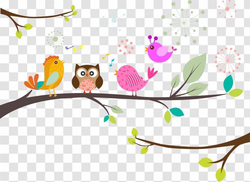 Bird Owl Illustration - Branch - Vector Birds Transparent PNG