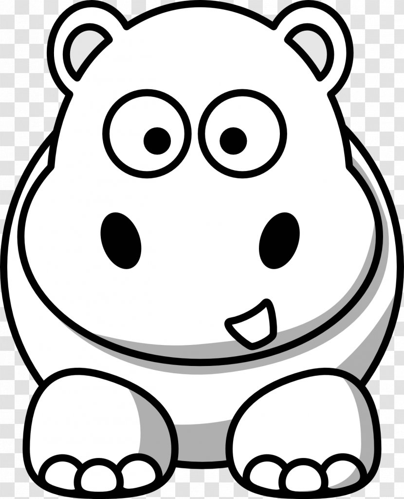 Hippopotamus Black And White Cartoon Clip Art - Happiness - Cliparts Transparent PNG