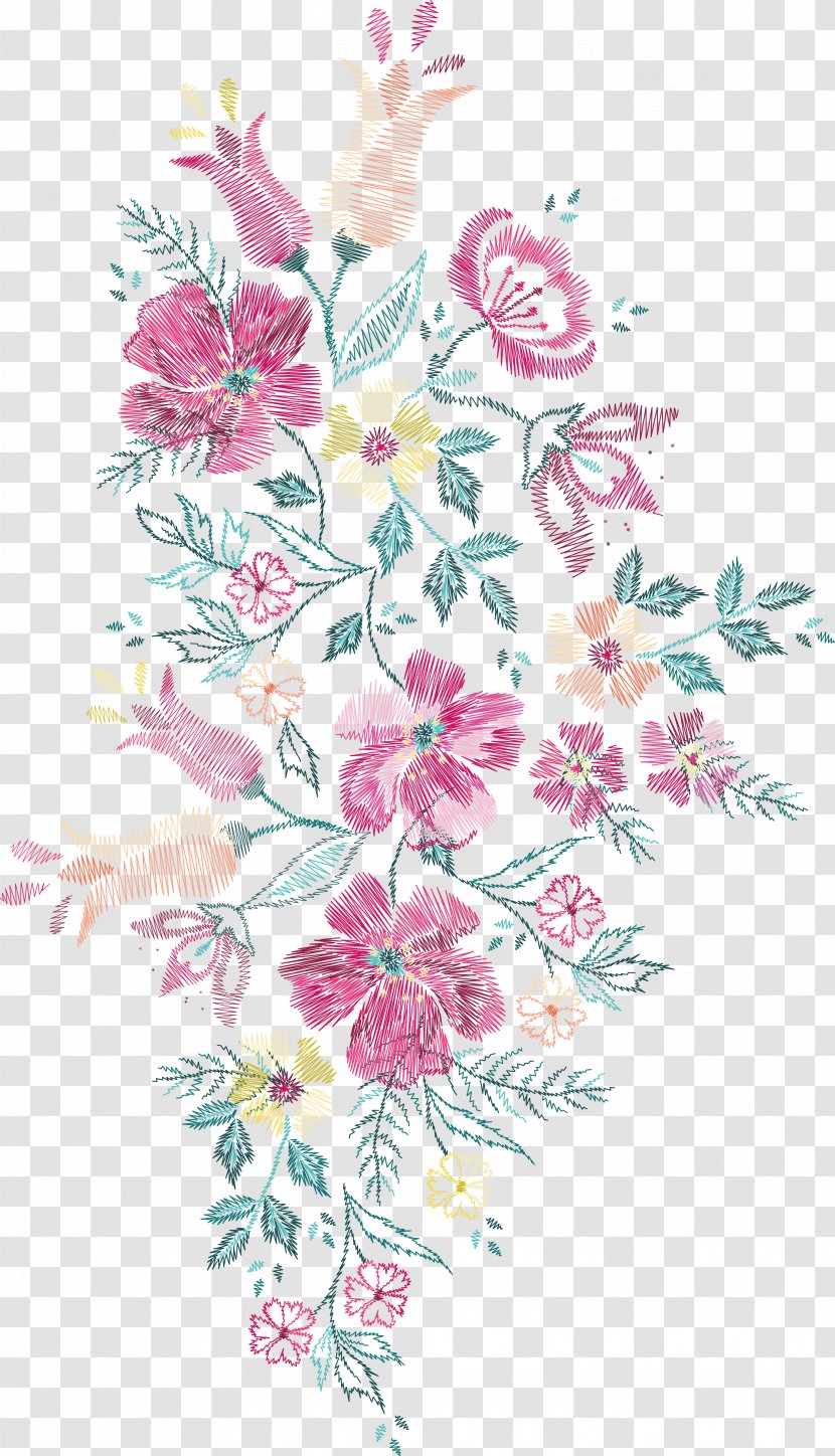 Flower Embroidery Euclidean Vector Floral Design - Petal - Soviet-style Transparent PNG