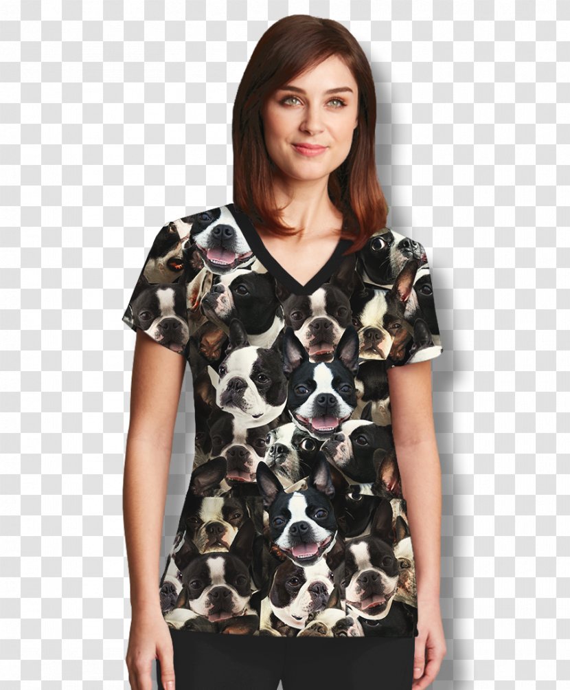 T-shirt Boston Terrier Sleeve Tube Top Scrubs - Shirt - Fabric Style Pattern Transparent PNG
