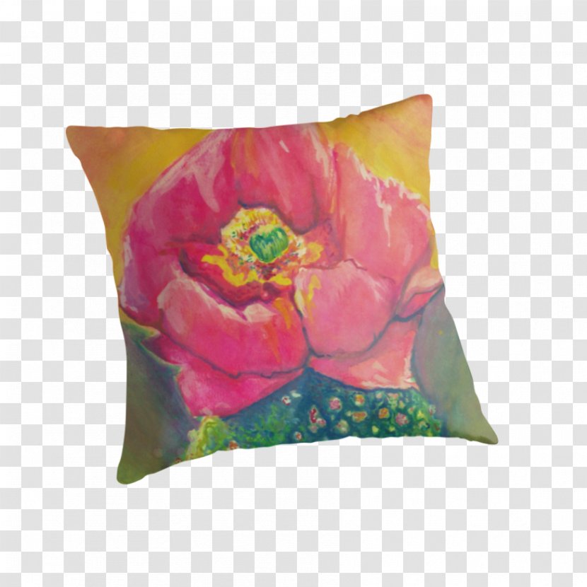 Cushion Throw Pillows Flower Pink - Watercolor Cactus Transparent PNG