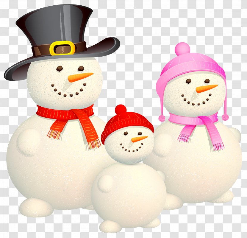 Christmas Family Snowman Illustration - Fictional Character - A Transparent PNG