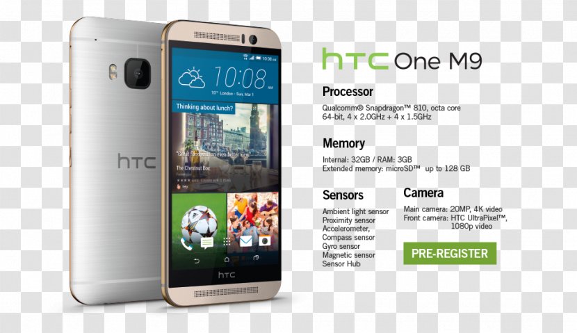 HTC One M9+ (M8) X Desire - Mobile Phone - Android Transparent PNG