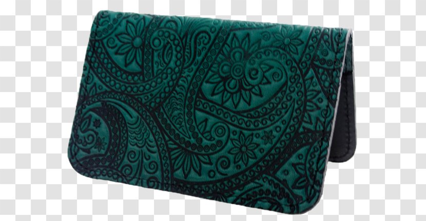 Wallet Leather Teal Coin Purse Green - Paisley Motif Transparent PNG
