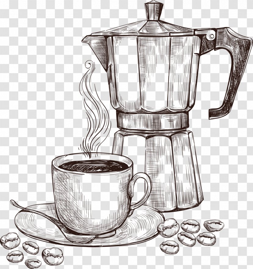 Arabic Coffee Coffeemaker Cup Preparation - Mug - Sketch Machine Transparent PNG