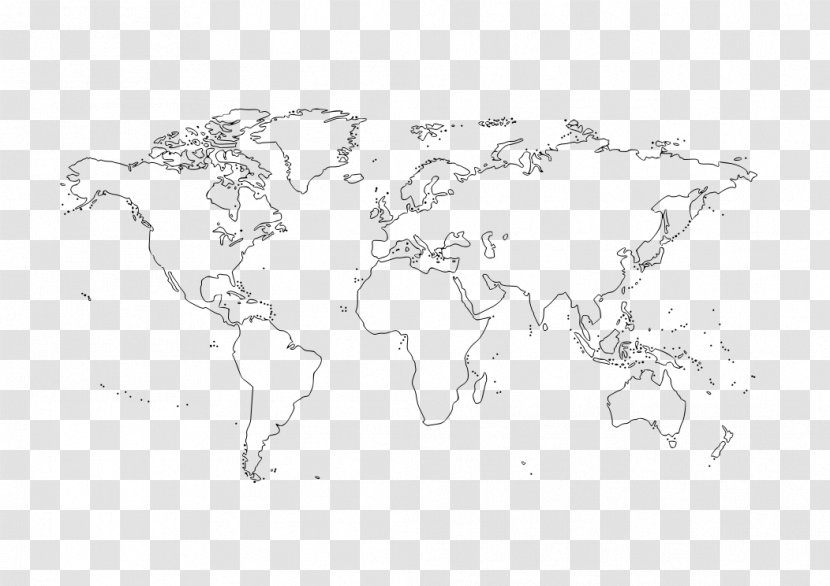 World Map Globe Blank - Black And White - Vector Of The Transparent PNG
