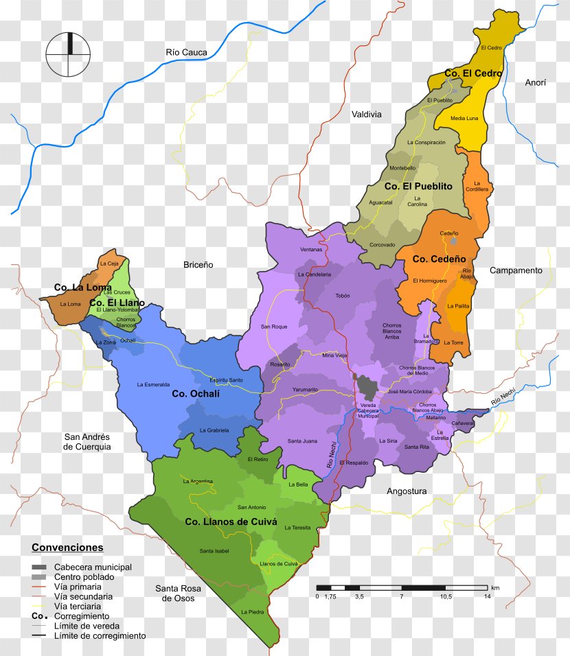 Yarumal Santa Rosa De Osos Llanos Cuivá Municipality Of Colombia Corregimiento - Map - Northwest Washington Transparent PNG