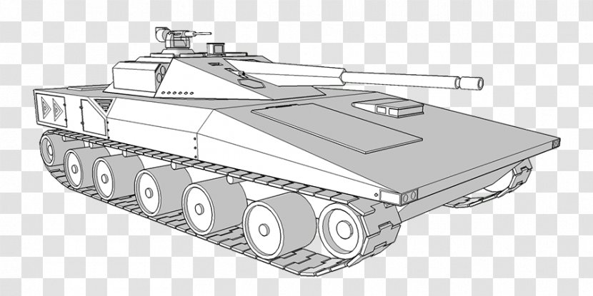 Tank Motor Vehicle Line Art - Weapon - Main Battle Transparent PNG