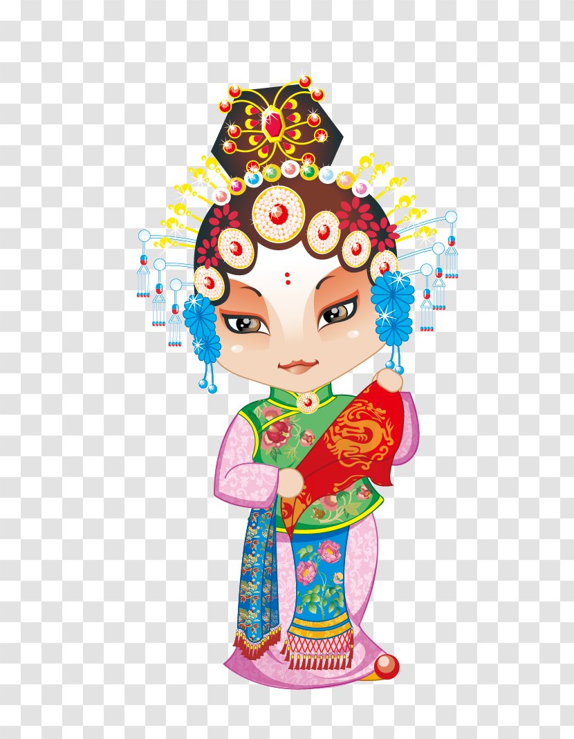 Peking Opera Cartoon Character - Smile - Chinese Characters Fairy Wind Transparent PNG