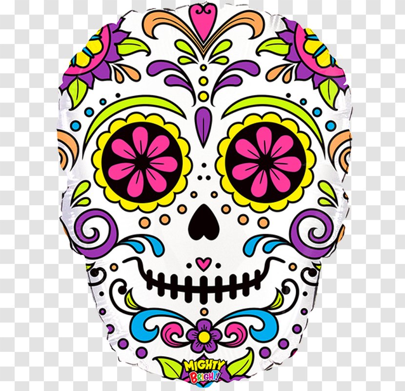 Calavera Balloon Day Of The Dead Party Halloween - Color Skull Transparent PNG