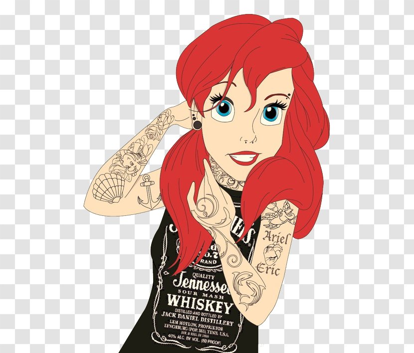 Ariel The Little Mermaid Jack Daniel's Whiskey Disney Princess - Flower Transparent PNG