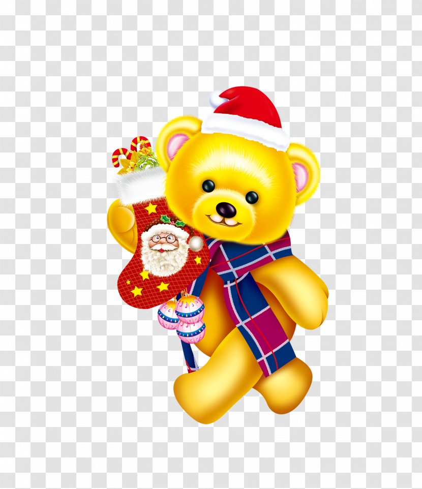 Bear Christmas Santa Claus - Flower - Cartoon Transparent PNG