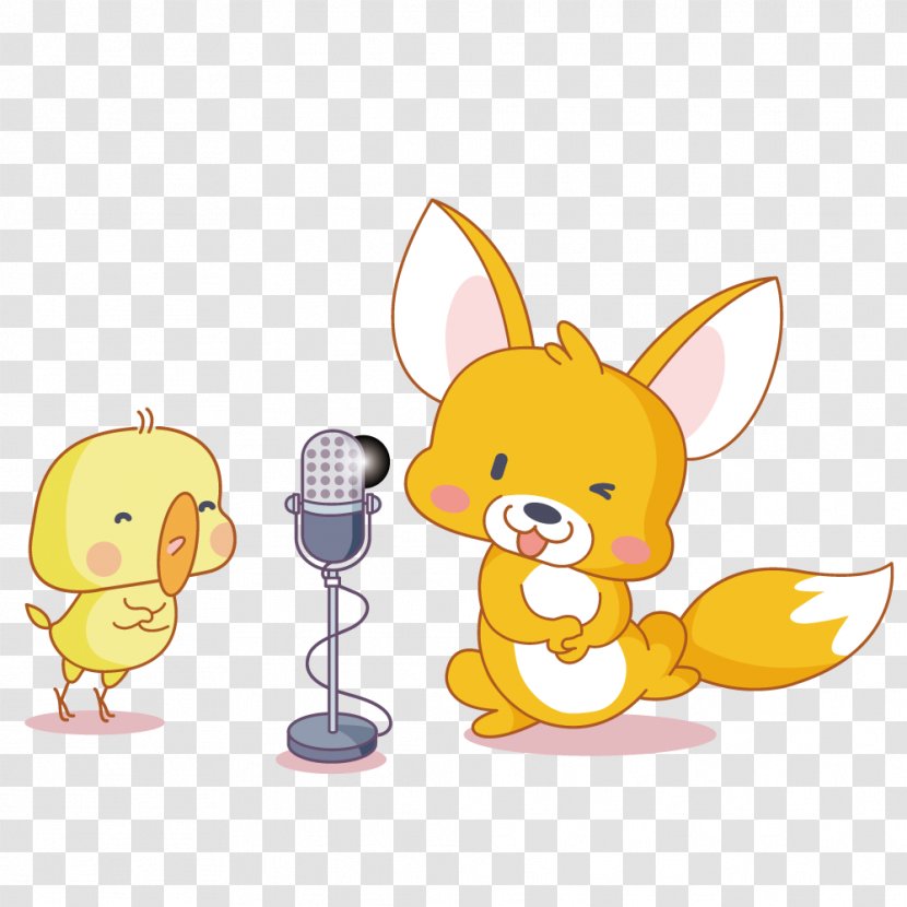 Q-version Cartoon - Silhouette - Chick And Fox Singing Transparent PNG