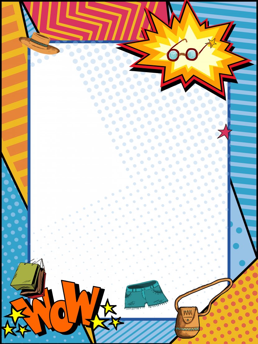 Poster Pop Art Illustration - Fiction - Vector Border Transparent PNG