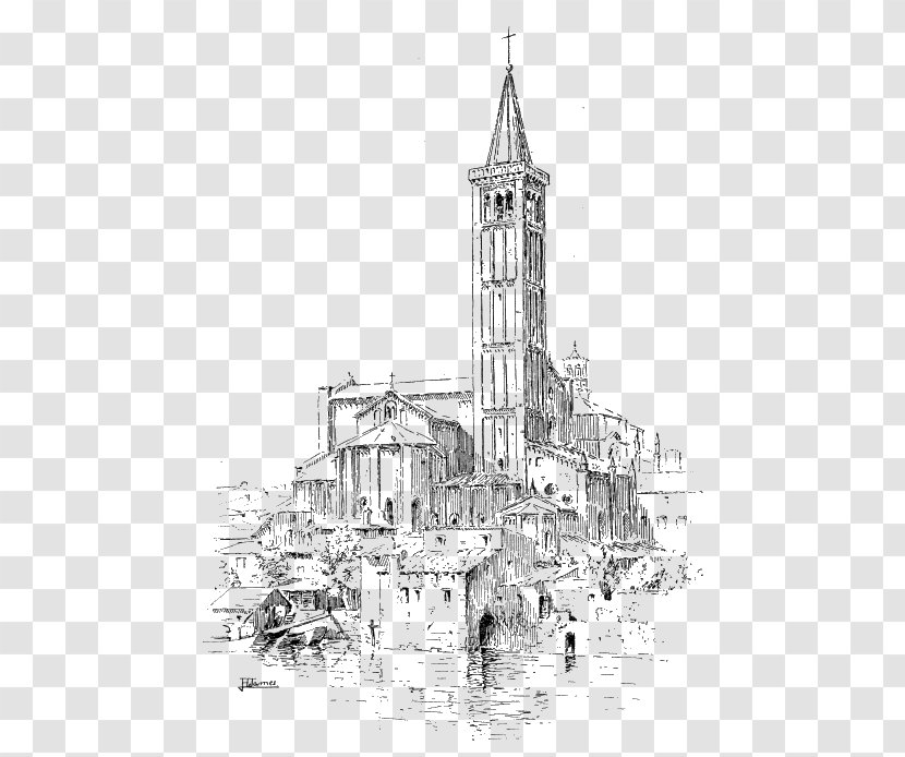 Church Drawing Notre-Dame De Paris Cathedral Sketch - Architecture Transparent PNG