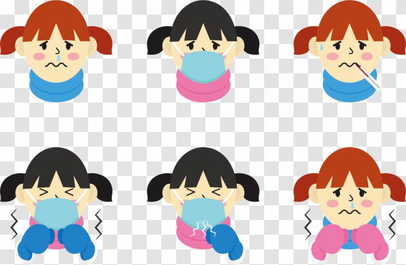 Child Adobe Illustrator Clip Art - Head - Vector Cartoon Flu Sick Children Transparent PNG
