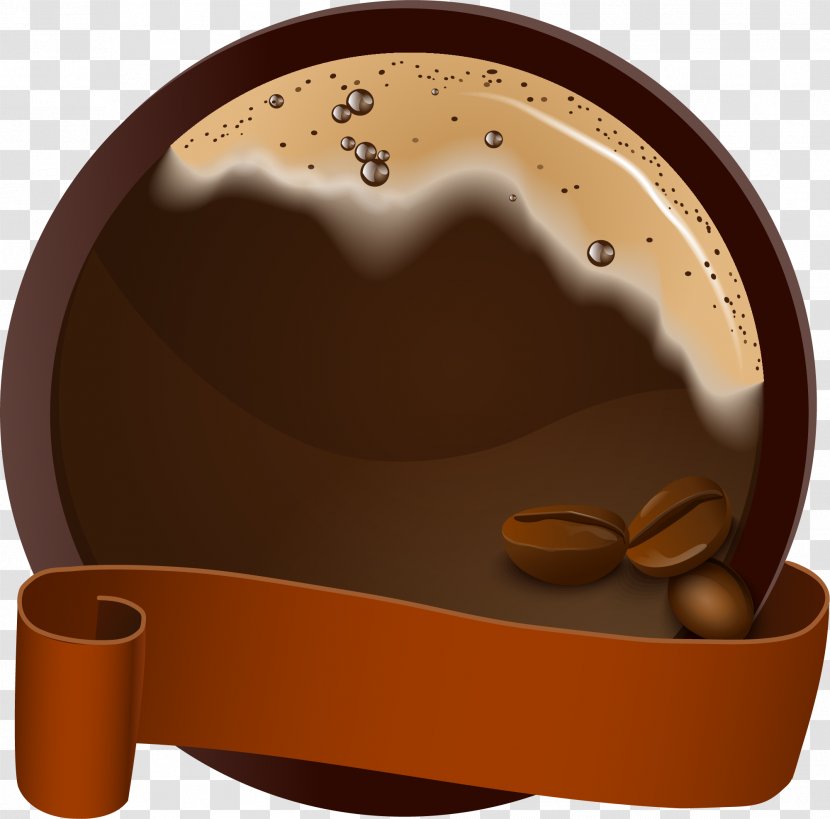 Coffee Tea Milk Mousse Cafe - Product Design - Hand Painted Brown Ribbon Transparent PNG