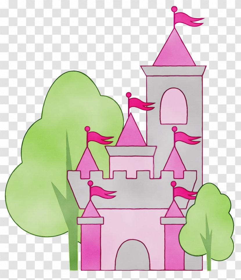 Cartoon Castle - Pink - Playset Architecture Transparent PNG