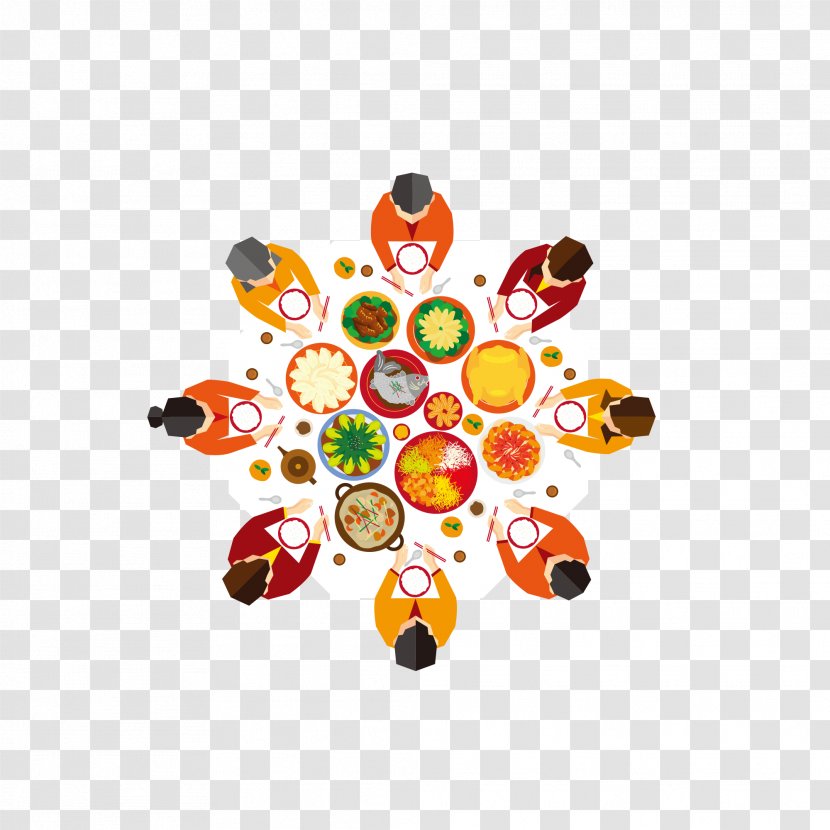 Chinese New Year Reunion Dinner Illustration - Orange - Family Eat Transparent PNG