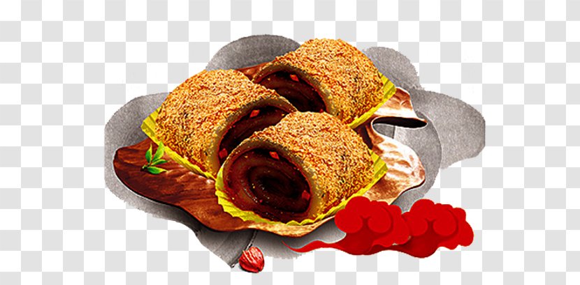 Bacon Roll Breakfast Dish - Finger Food - Ink Chinese Wind Glutinous Rice Rolls With Sweet Bean Flour Transparent PNG