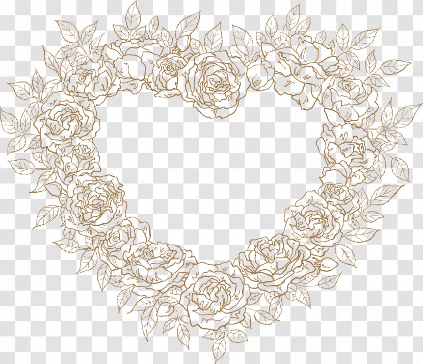 Circle Motif Pattern - Search Engine - Heart-shaped Roses Border Artwork Transparent PNG