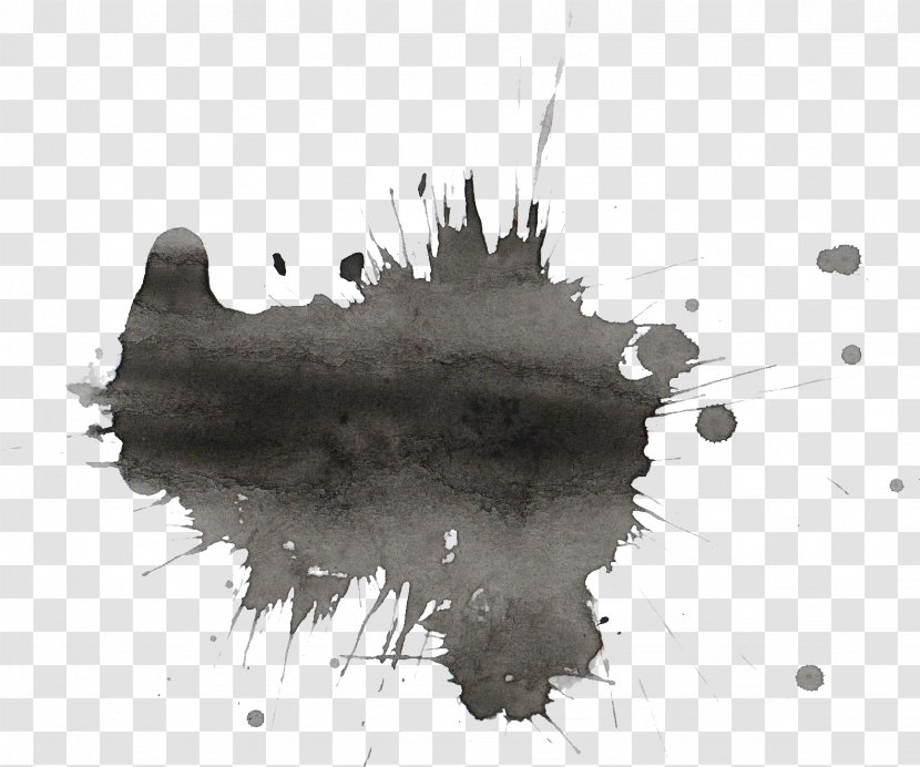Watercolor Painting Black And White - Splatter Transparent PNG