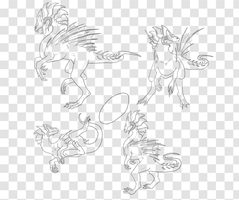 Line Art Visual Arts Cartoon Sketch - Mythical Creature - Wing Transparent PNG