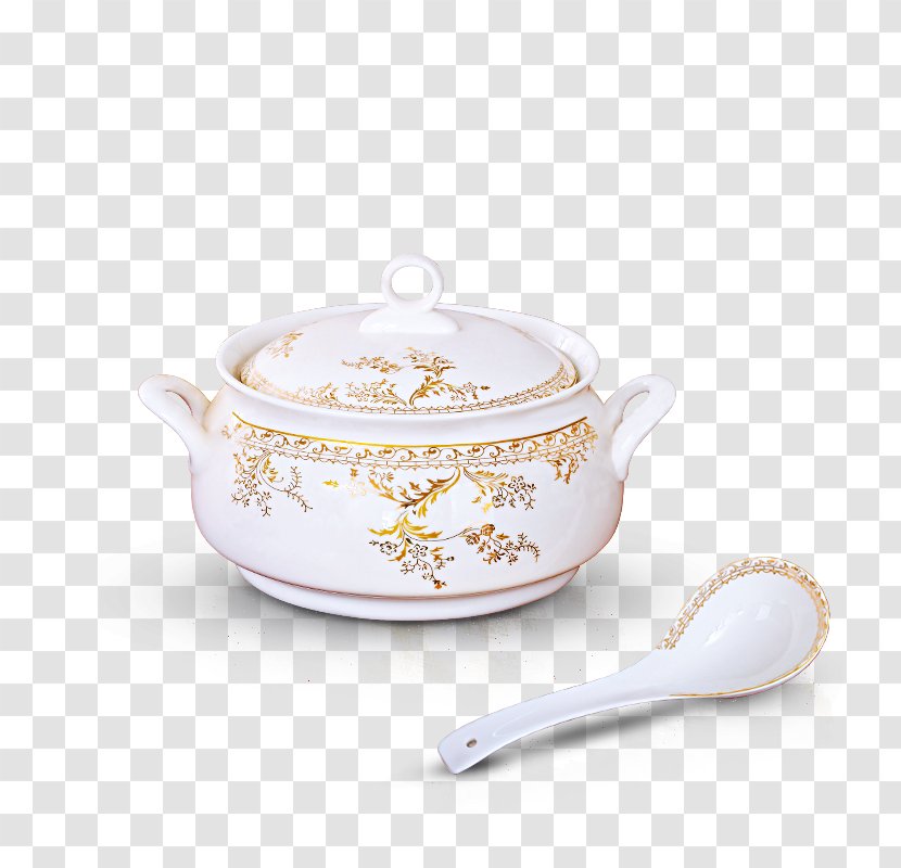 Tureen Porcelain Ceramic Soup - Spoon And Pot Transparent PNG