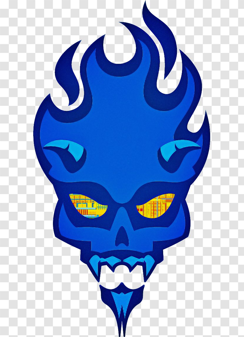Clip Art Electric Blue Bone Skull Transparent PNG