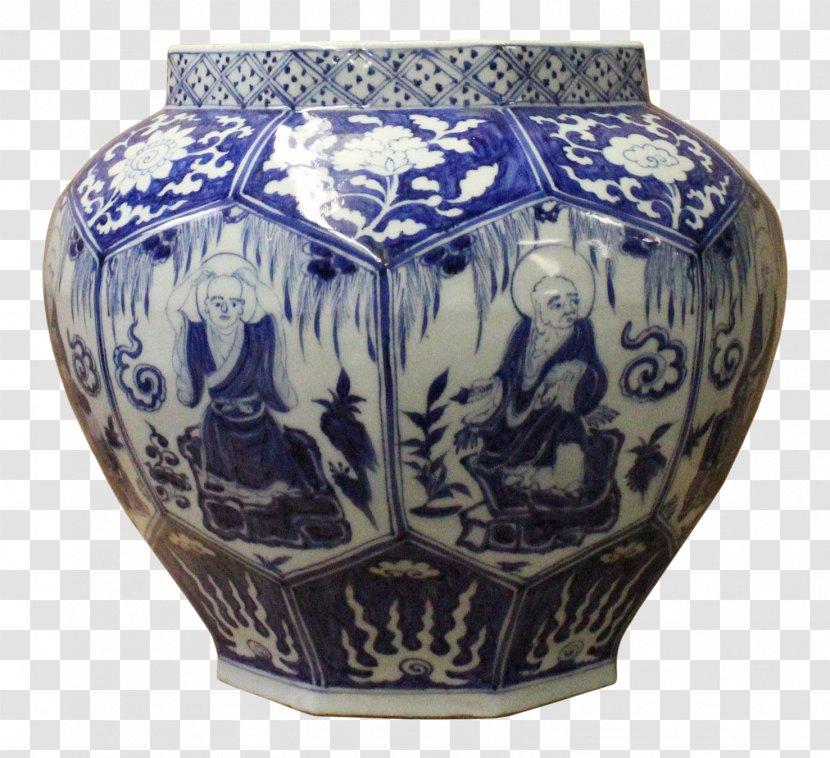 Blue And White Pottery Ceramic Vase Porcelain - Jar - The Transparent PNG