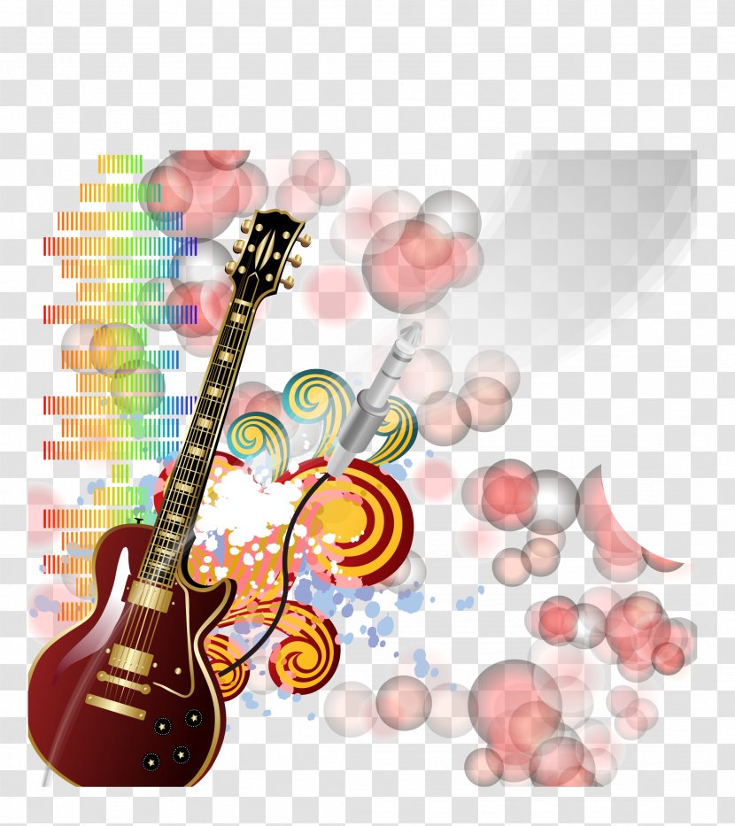Microphone Guitar Sound - Watercolor - Acoustic Pink Background Vector Transparent PNG