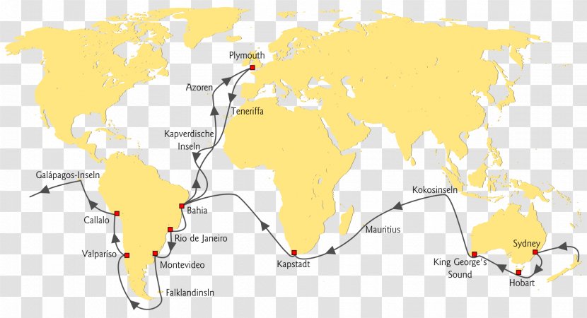 The Voyage Of Beagle Map Wikipedia Wikimedia Foundation - Yellow Transparent PNG