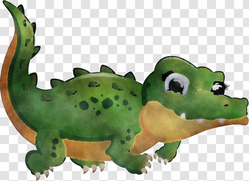 Animal Figure Green Crocodile Cartoon Reptile Transparent PNG