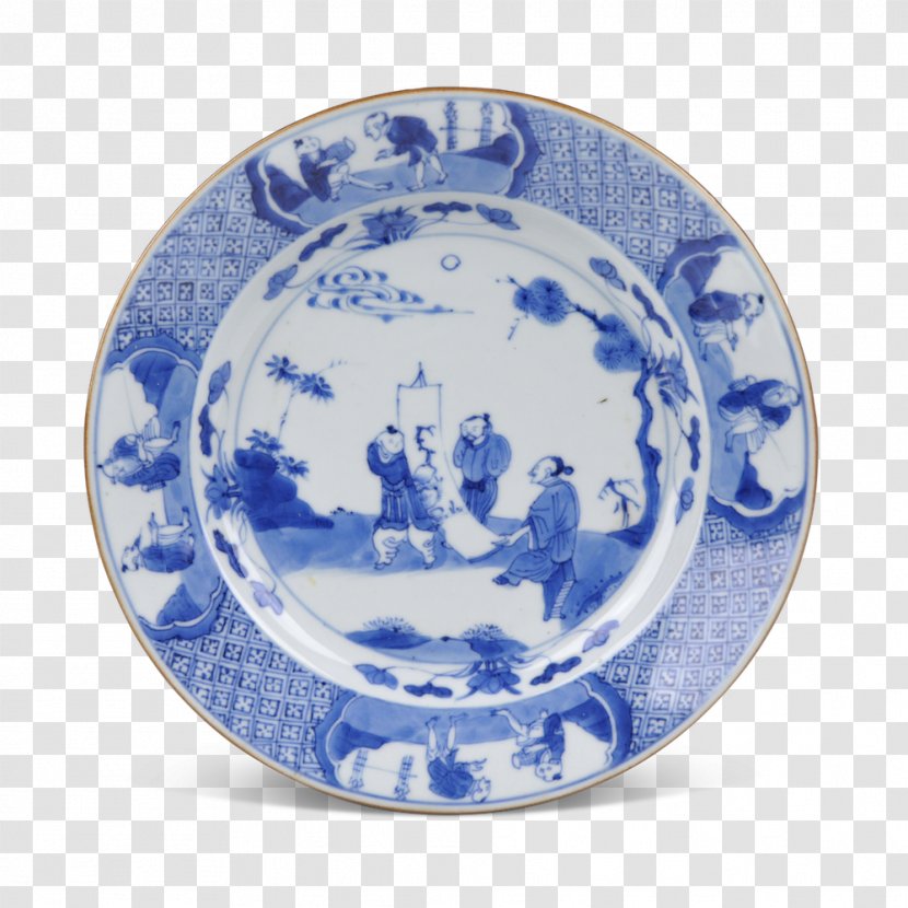 Blue And White Pottery Tableware Plate Porcelain Kraak Ware Transparent PNG