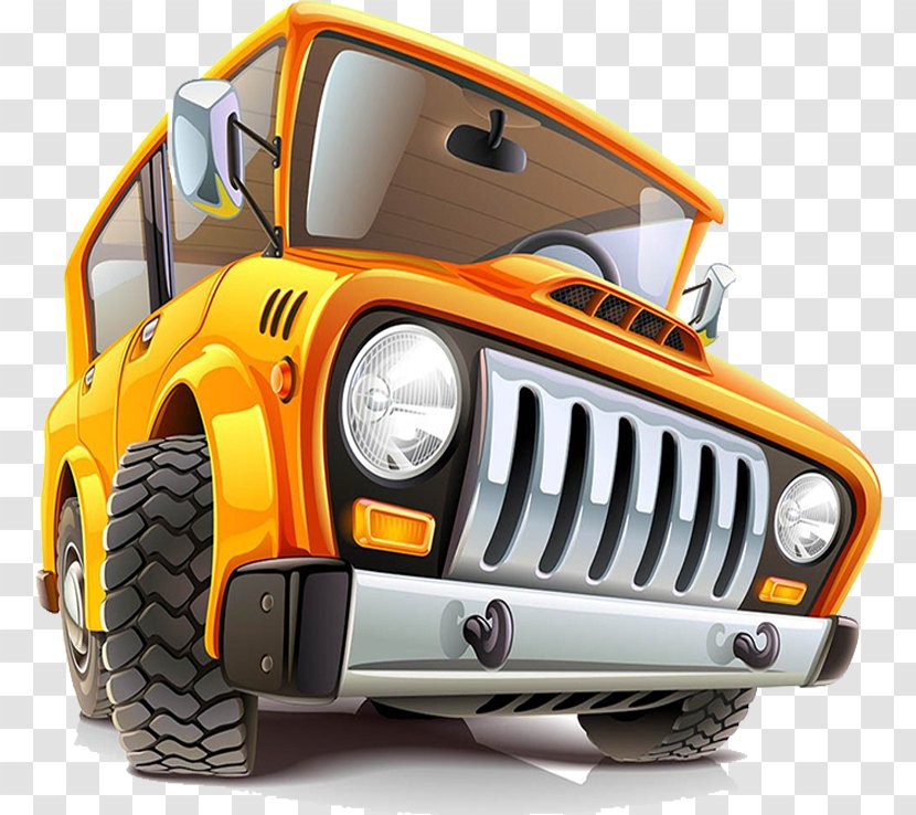 Car Travel Road Trip Illustration - Hood - Yellow Desert SUV Transparent PNG