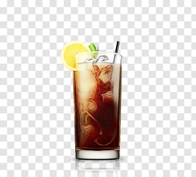 Drink Highball Glass Cuba Libre Rum Swizzle Cocktail Garnish - Dark N Stormy - Distilled Beverage Transparent PNG