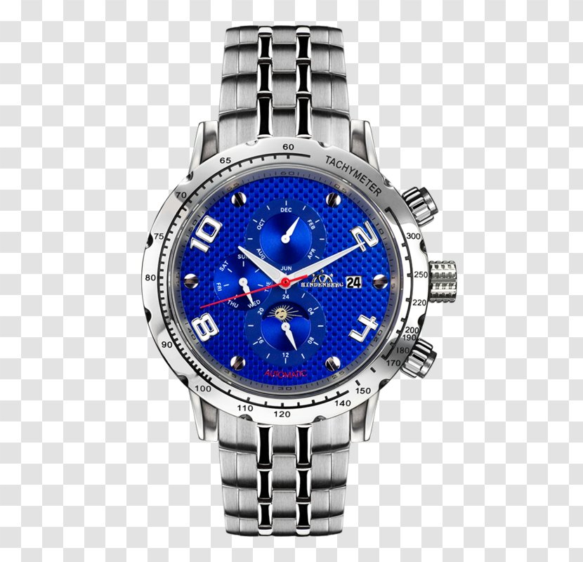 Automatic Watch Steel Blue Clock - Electric Transparent PNG