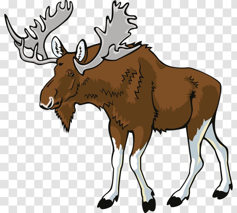 Deer Elk Moose Clip Art - Terrestrial Animal - Hand-painted Reindeer Transparent PNG