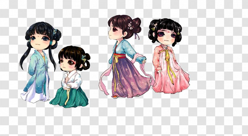 Hanfu Movement Budaya Tionghoa Han Chinese Folk Costume - Frame - Four Different Dress Antiquity Little Beauty Transparent PNG