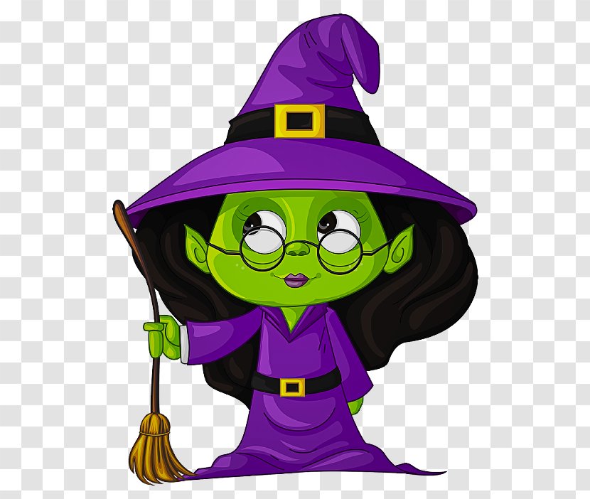 Cartoon Purple Violet Witch Hat Fictional Character - Costume Headgear Transparent PNG
